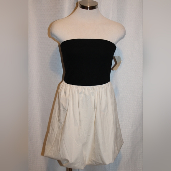 a new day Dresses & Skirts - A New Day Strapless Bubble Mini Dress — Black/Cream, Size Small, NWT